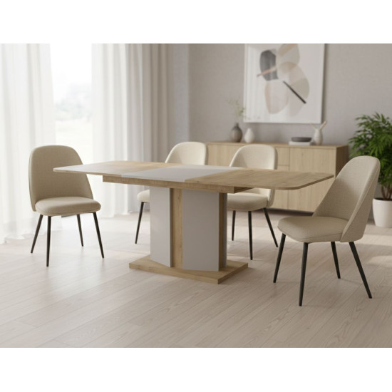 Обеденный стол раскладной CRYSTAL D/K MAX 160(190-220)х90 дуб кремона торро/кашемир 2