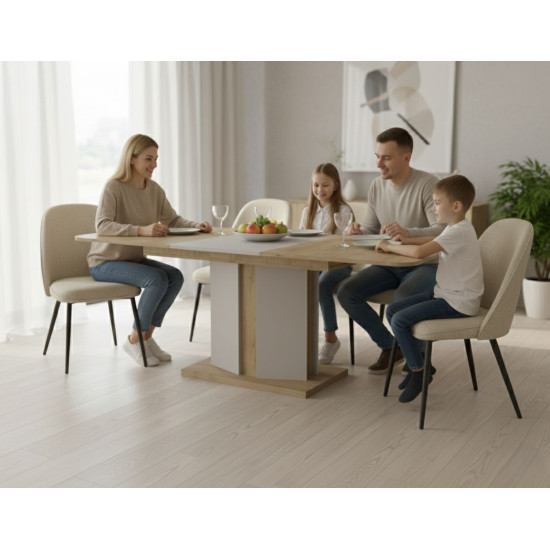 Обеденный стол раскладной CRYSTAL D/K MAX 160(190-220)х90 дуб кремона торро/кашемир 3