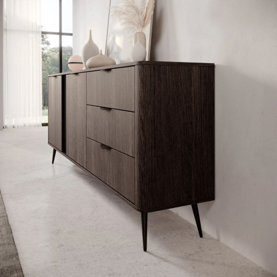 Комод Веріс / Veris 2D3S/195 2-дверний з 3 шухлядами Дуб дунін/чорний 12