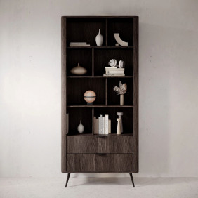 Стеллаж Верис / Veris 2S/88 с 2 ящиками Дуб дунин/черный