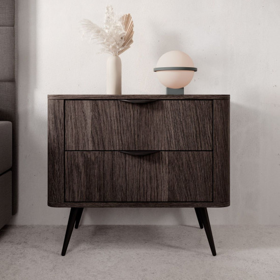 Тумба приліжкова Веріс / Veris 2S/63 з 2 шухлядами Дуб дунін/чорний 7