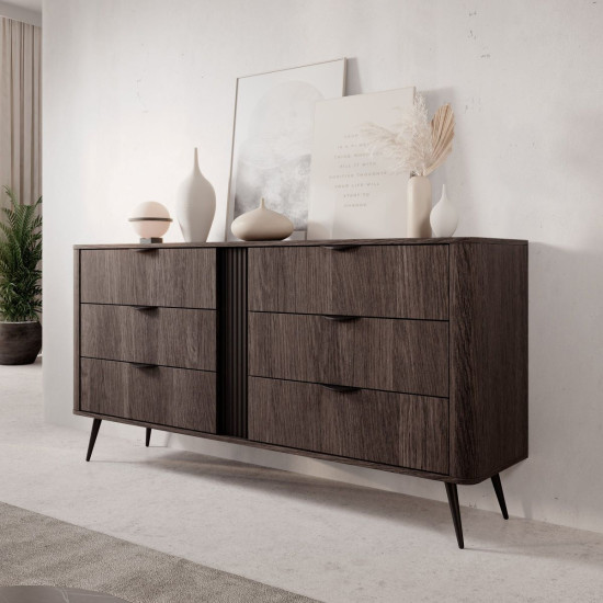 Комод Веріс / Veris 6S/163 з 6 шухлядами Дуб дунін/чорний 10