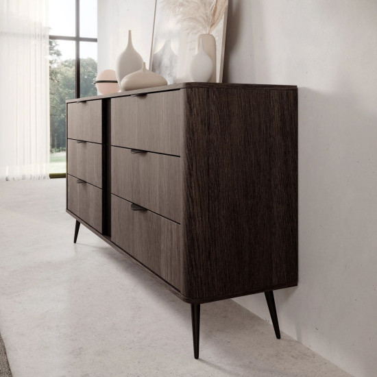 Комод Веріс / Veris 6S/163 з 6 шухлядами Дуб дунін/чорний 12