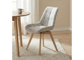 Стілець LENY каркас дерево / Беж тканина оберт 180°