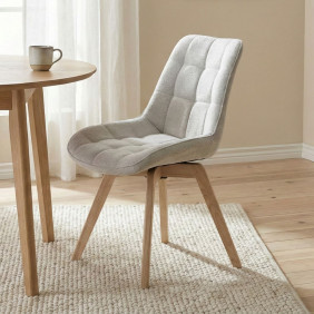 Стілець LENY каркас дерево / Беж тканина оберт 180°