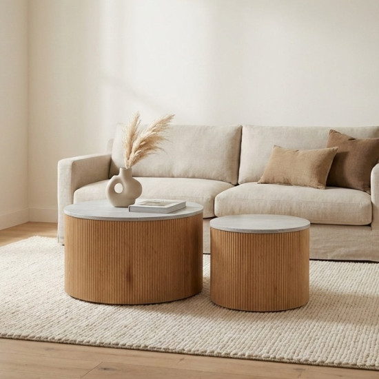 Журнальный столик VERMONT Серый эф. мрамора / Дуб (комплект) 3