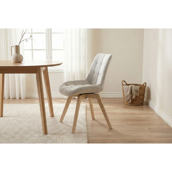 Стул LENY каркас дерево / Серый ткань оборот 180° 2