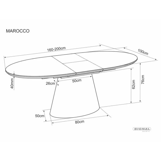 Стол обеденный раскладной кухонный Marocco (160–200)×100 см МДФ + шпон Дуб / Дуб каркас 9