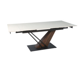 Стол FERNANDO CERAMIC 140(200)*90 бежевый/темный орех