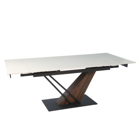 Стол FERNANDO CERAMIC 140(200)*90 бежевый/темный орех