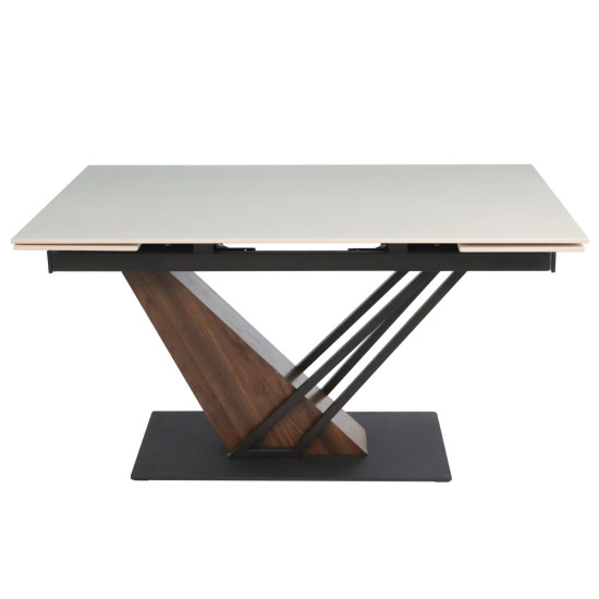 Стол FERNANDO CERAMIC 140(200)*90 бежевый/темный орех 3