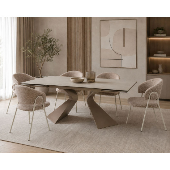 Обеденный раскладной стол LAURA CERAMIC 160(240)*90 Бежевый мат / Бежевый  3