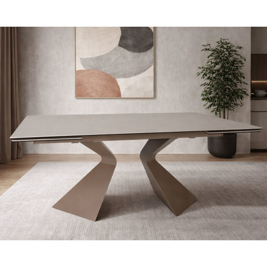Обеденный раскладной стол LAURA CERAMIC 160(240)*90 Бежевый мат / Бежевый  8