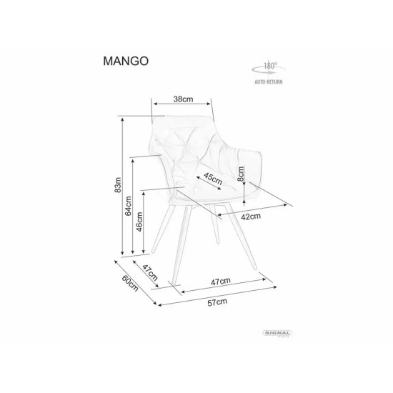 Стул кухонный MANGO LEO Кашемир каркас / Темный бежевый 32 MANGOLEKCBE 3