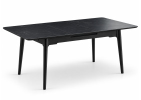 Стол обеденный раскладной BERLIN CERAMIC 111(140)*75 черный мат / черный каркас