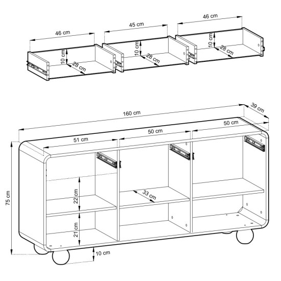 Комод Perfect Home Albion KSZ160 160x39x75 см кашемир 3 дверцы 3 ящика 8