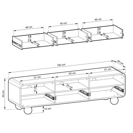 Тумба під ТВ Perfect Home Albion RTV160 160x39x44 см кашемір 3 шухляди 8