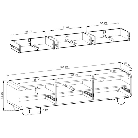 Тумба під ТВ Perfect Home Albion RTV180 180x39x44 см кашемір 3 шухляди 5