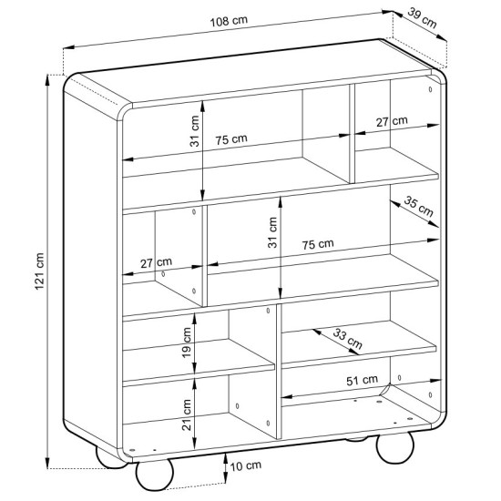 Стеллаж Perfect Home Albion RG108 108x39x121 см кашемир 4 полки 2 дверцы 6