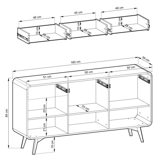 Комод Perfect Home Helion KSZ160 160x39x84 см дуб Виченца 3 дверцы 3 ящика 5