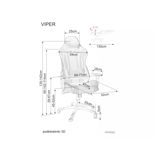 Ігрове комп'ютерне крісло Viper Чорний / Жовтий OBRVIPERCZO 11