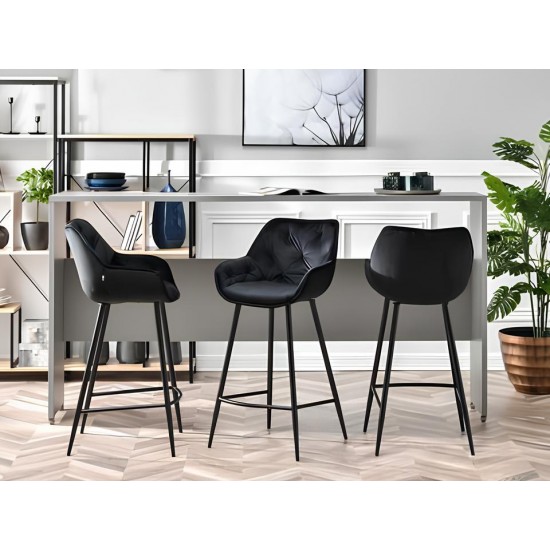 Барный стул CHERRY H-1 VELVET черный каркас / черный Черный CHERRYH1VCC 4