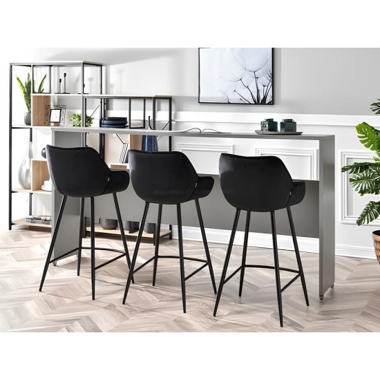 Барный стул CHERRY H-1 VELVET черный каркас / черный Черный CHERRYH1VCC 5