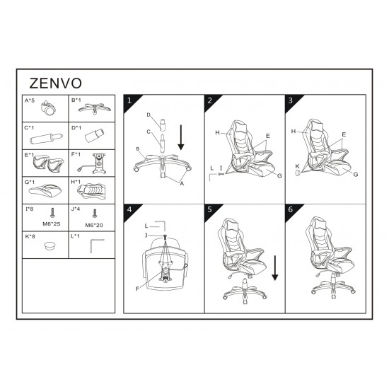 Геймерское компьютерное кресло поворотное ZENVO черный / серый OBRZENVOCSZ 7
