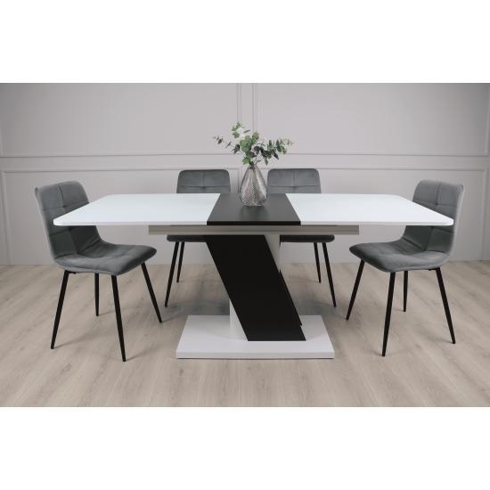 Стол обеденный Carvelo 140(180)x80 Белая Аляска / Черный Униколор 5