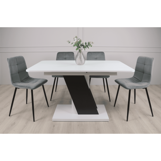 Стол обеденный Carvelo 140(180)x80 Белая Аляска / Черный Униколор 2