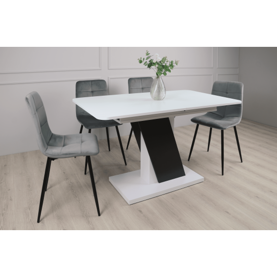 Стол обеденный Carvelo 140(180)x80 Белая Аляска / Черный Униколор 3