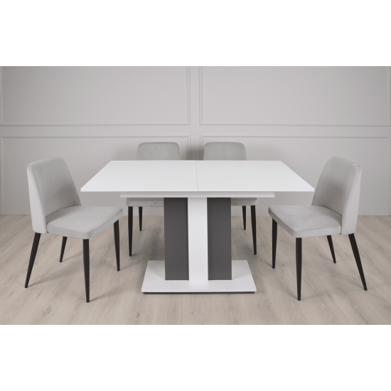 Стол обеденный Clasic 140(180)x80 Белая Аляска / Антрацит 5