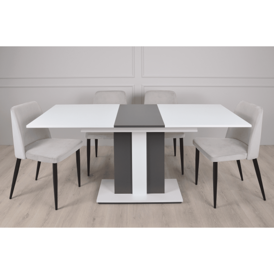 Стол обеденный Clasic 140(180)x80 Белая Аляска / Антрацит 7