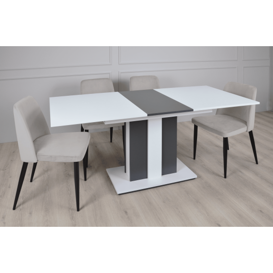 Стол обеденный Clasic 140(180)x80 Белая Аляска / Антрацит 8
