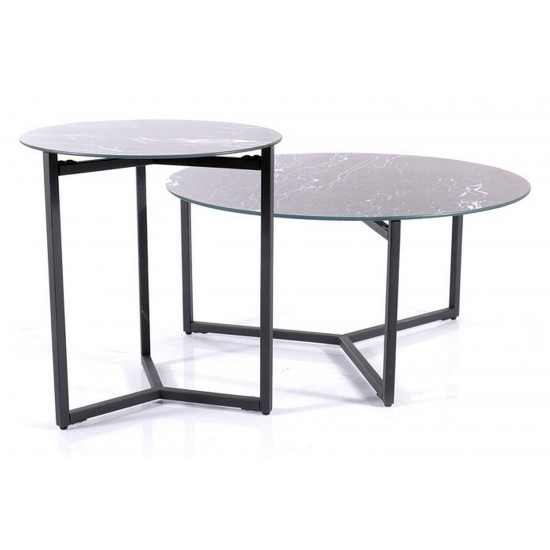 Журнальный столик RAVELLO черный эф.мрамора / черный (к-кт) RAVELLOCMAC 3
