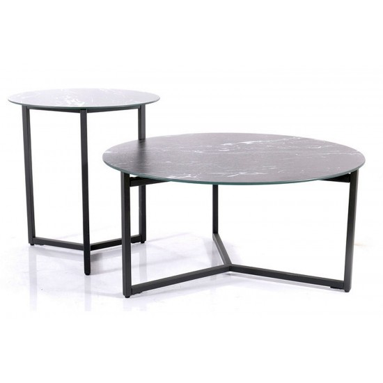 Журнальный столик RAVELLO черный эф.мрамора / черный (к-кт) RAVELLOCMAC 5