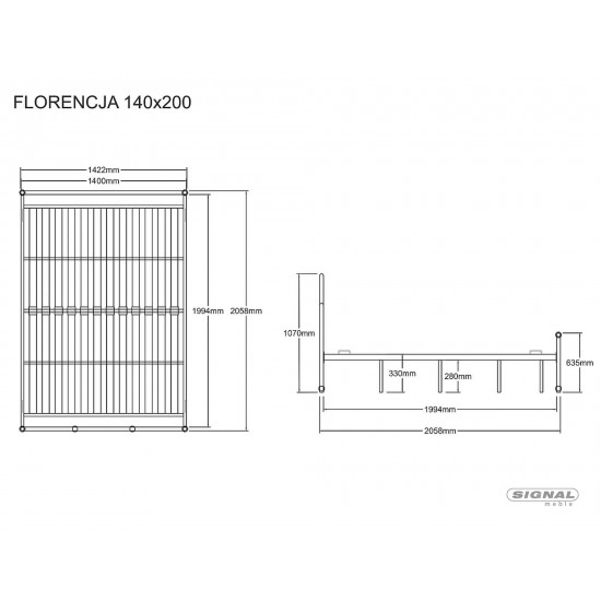 Кровать полуторная FLORENCJA 140х200 Белый FLORENCJAB140 2