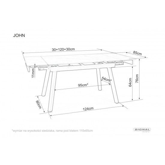 Стіл обідній розкладний JOHN 120(180)*85 білий/чорний каркас JOHNBC120 7