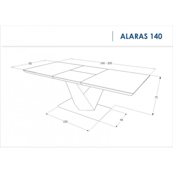 Стол обеденный раскладной Alaras Белый / Дуб сонома 140(200)х85 ALARAS1DS140 3