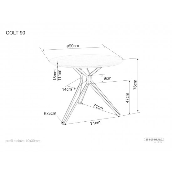 Стол обеденный COLT Дуб / Черный стеллаж Диаметр 90 COLTDCFI90 2
