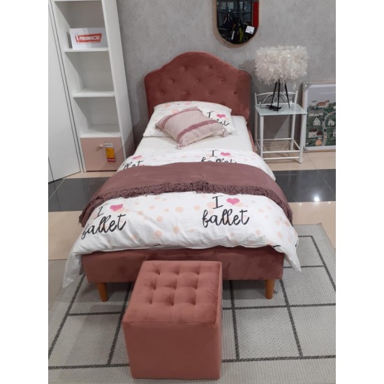 Односпальная кровать CHLOE VELVET 90X200 античная роза / дуб BLUVEL 52 CHLOEV90RD 4