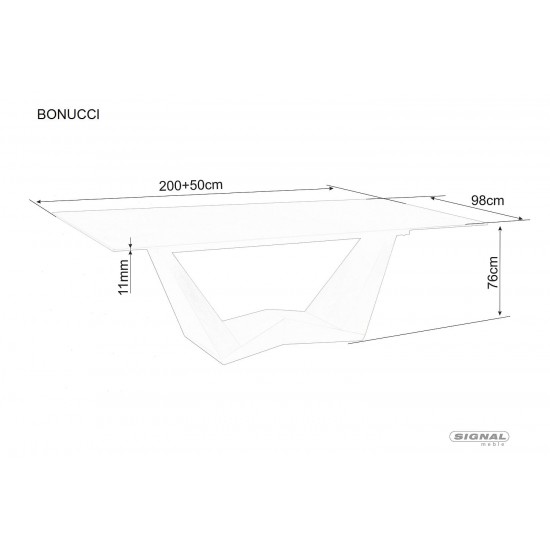 Стіл обідній розкладний BONUCCI CERAMIC 200(250)*98 чорний NERO GRECO/горіх BONUCCICO200 7