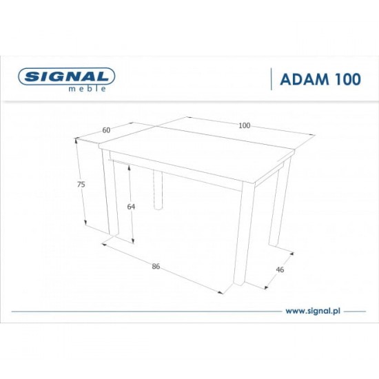 Стол обеденный Adam 60x100 Дуб Ланцелот / Белый ADAMDLB100 5