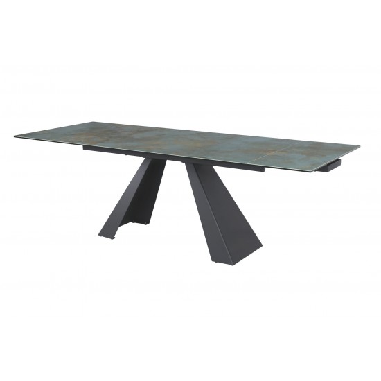 Стіл обідній розкладний SALVADORE CERAMIC 160(240)*90 бірюза OSSIDO VERDE/чорний мат SALVADORETUC160 7
