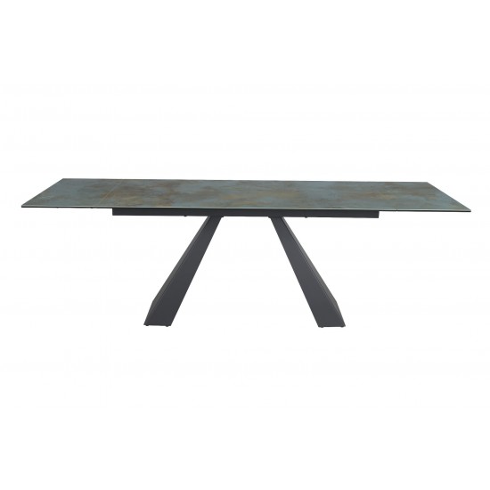 Стіл обідній розкладний SALVADORE CERAMIC 160(240)*90 бірюза OSSIDO VERDE/чорний мат SALVADORETUC160 8