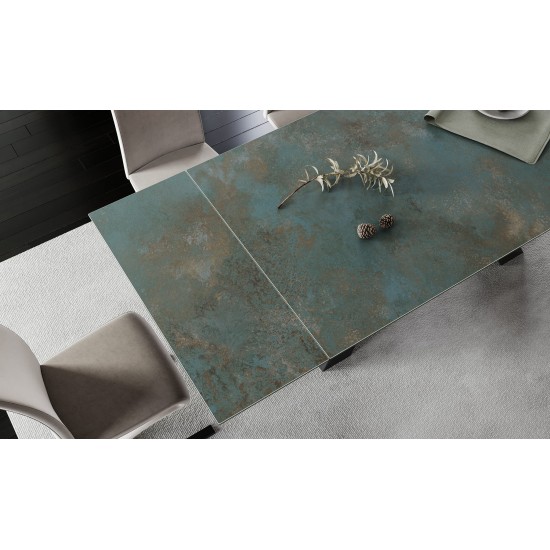 Стіл обідній розкладний SALVADORE CERAMIC 160(240)*90 бірюза OSSIDO VERDE/чорний мат SALVADORETUC160 6
