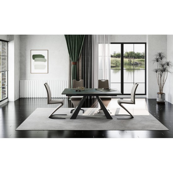 Стіл обідній розкладний SALVADORE CERAMIC 160(240)*90 бірюза OSSIDO VERDE/чорний мат SALVADORETUC160 5
