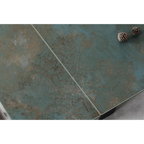 Стіл обідній розкладний SALVADORE CERAMIC 160(240)*90 бірюза OSSIDO VERDE/чорний мат SALVADORETUC160 9