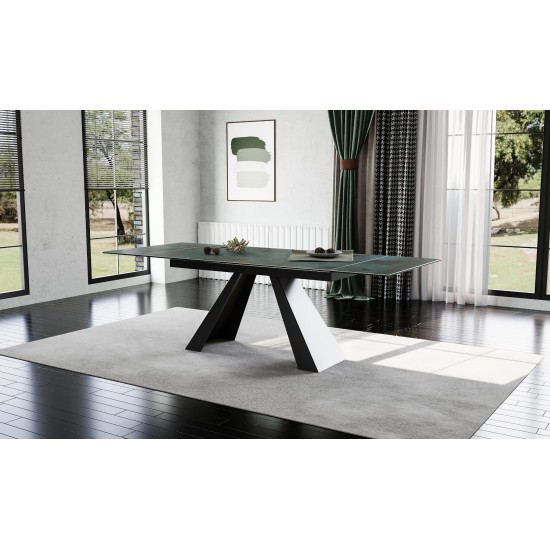 Стіл обідній розкладний SALVADORE CERAMIC 160(240)*90 бірюза OSSIDO VERDE/чорний мат SALVADORETUC160 3