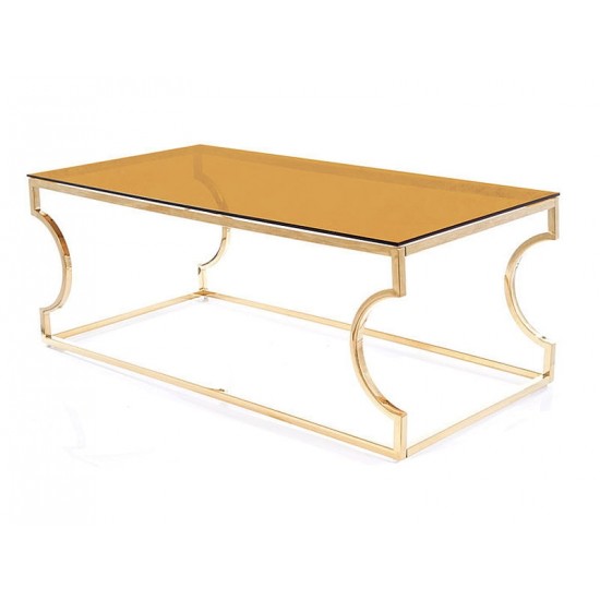 Журнальный столик KENZO A стекло дымчатое янтарное / золото 120X60 KENZOACTZL 2